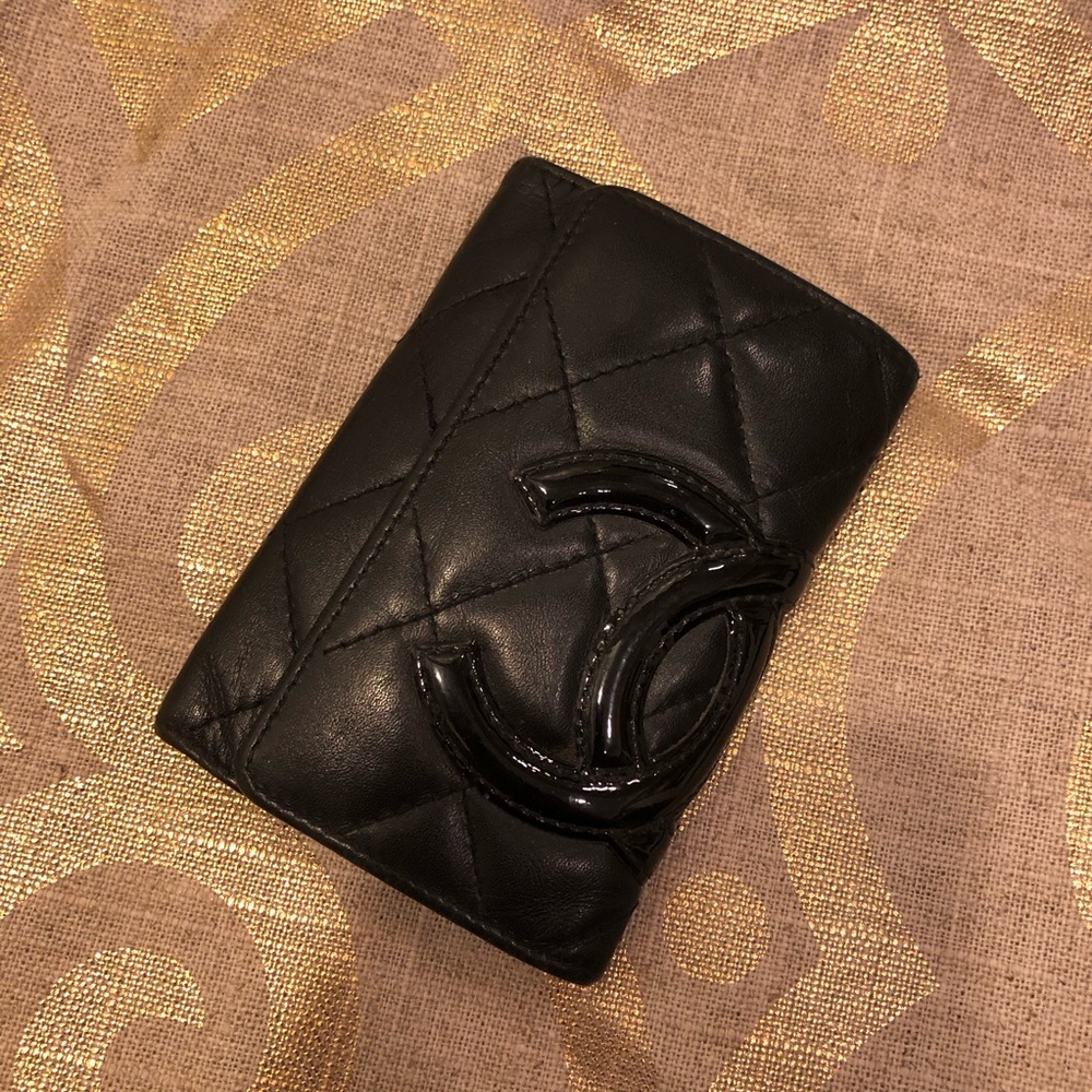 Chanel Cambon Leather Logo 6-Ring Key Holder Case Wallet Pouch Black / Pink